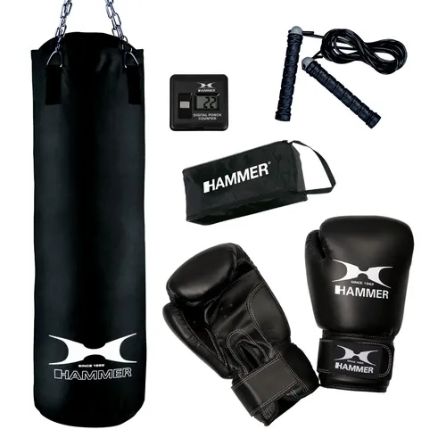 Hammer Box-Set Chicago 92068 - Boxset für ambitioniertes Sandsacktraining, inkl. hochwertigem Boxsack und Handschuhen. Ideal für effektives Training zu Hause.