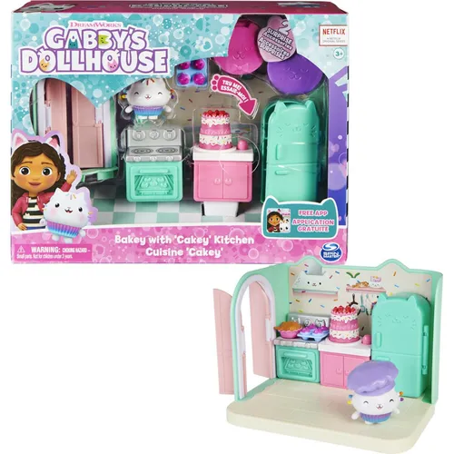 SpinMaster GABBY'S DOLLHOUSE Magic House, Deluxe Zimmer mit Kochnische - Sonstige Spielzeugfiguren, interaktives Backerlebnis mit Cakey und Überraschungsboxen für kreativen Spielspaß ab 3 Jahren.