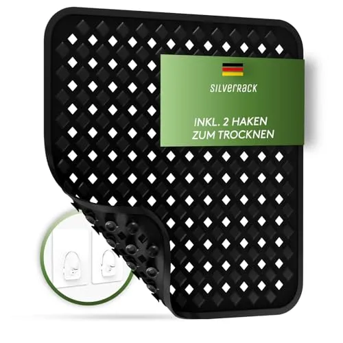 SilverRack Duschmatte rutschfest 53x53 cm – Schwarz (Raute) in schwarz von SilverRack