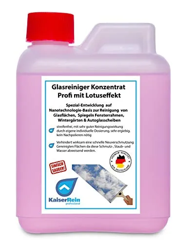 KaiserRein 500 ml Kanister Profi Glasreiniger & Fensterreiniger Konzentrat mit Lotus-Effekt 500ml Kanister für alle Glatt und Glasflächen