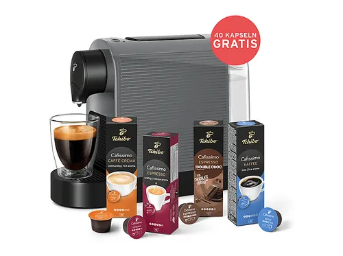 TCHIBO Pure Plus grau + 40 Kapseln Kapselmaschine Grau von Tchibo