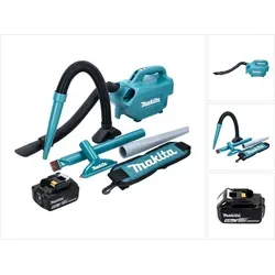 Makita DCL 184 T1 Akku Staubsauger 18 V - Bodenstaubsauger, leiser und vielseitiger Akku-Staubsauger mit 3 Saugstufen, ideal für Fahrzeugreinigung, inklusive Schultergurt für einfachen Transport.