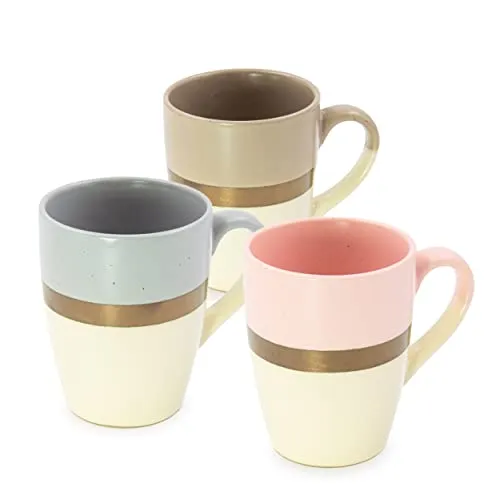Blümelhuber Tassen Set aus Keramik mit Golddekor - 3er Set bunte Tasse - 300ml Fassungsvermögen