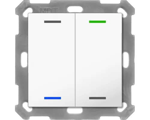 MDT BE-TAL55T2.01 KNX Taster Light 55 - Smart Home KNX Taster mit 2-fach RGBW-Funktion und Temperatursensor, ideal für die intelligente Haussteuerung und kompatibel mit gängigen Schalterprogrammen.