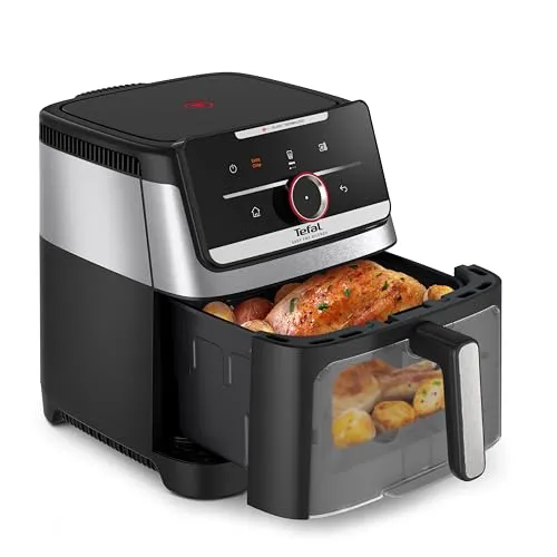 Tefal Easy Fry Smart & Silence EY876D – Leise Heißluftfritteuse - Die Tefal Easy Fry Smart & Silence EY876D ermöglicht geräuschloses Kochen mit automatischen Programmen. Das Sichtfenster sorgt für optimale Kontrolle, während deine Speisen perfekt zubereitet werden.