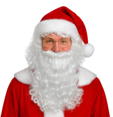 Weihnachtsmannbart Nikolausbart Bart Weißer Bart Nikolaus Perücke Kostüm Set Lockig Santa Claus Erwachsene Weihnachten Bart Und Perücke