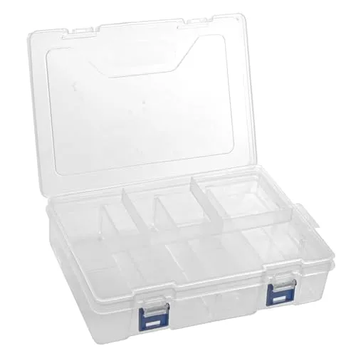 Etagen Stapelbare Sortierbox Transparent Kunststoff, Einstellbar Sortimentskasten Klar Sortierboxen für Schmuck Ohrringe Kleinteile 2