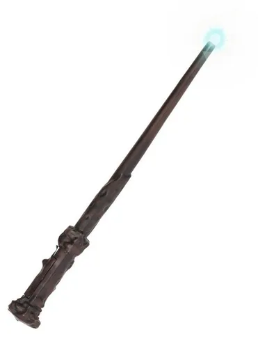 Funidelia Zauberer-Kostüm Harry Potter – Leuchtender Zauberstab mit Licht - Originalgetreue Nachbildung des Stechpalmen-Zauberstabs von Harry Potter, der durch Knopfdruck leuchtet. Ideal für magische Abenteuer und Rollenspiele. Länge: 34,5 cm, inklusive Batterien (3x LR44).