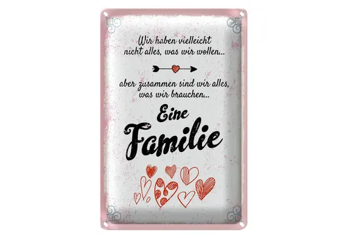Roomando Metallschild Spruch Familie Zusammen sind wir alles 12x18cm