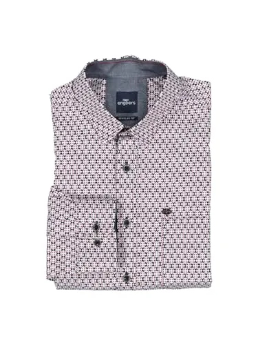 engbers Herren Herren Langarm-Hemd Gemustert, Magenta, 37638, Magenta in Größe 6XL