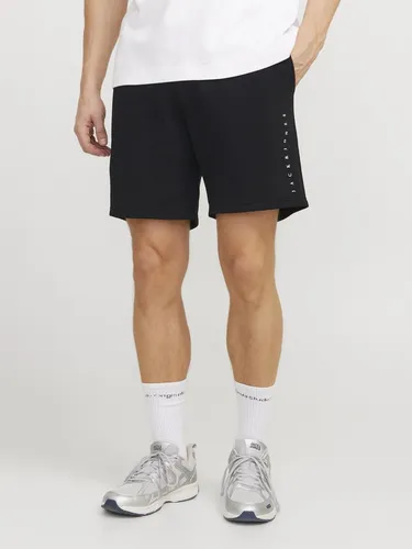 Jack & Jones JPSTGORDON STAR Sweat Shorts - Herren-Shorts in Schwarz mit modischem Logo Schriftzug, aus pflegeleichtem Material für hohen Tragekomfort und ideal für Freizeit und Sport.
