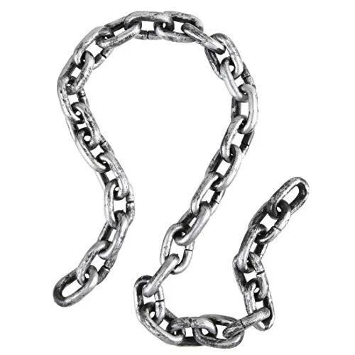 NET TOYS Schaurige Fußfessel Sträfling | 140 cm in Silber-schwarz | Schauriges Unisex-Accessoires Fake-Eisenkette Halloween Kerker | Genau richtig für Junggesellenabschied & Mottoparty