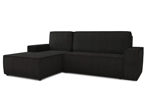 Ecksofa Totti L mit Schlaffunktion - Cord Stoff - Sofas & Couches mit Schlaffunktion (Schlaffläche: 200x122 cm) und Bettkasten, ideal für Gästeübernachtungen und stilvolles Wohnen.