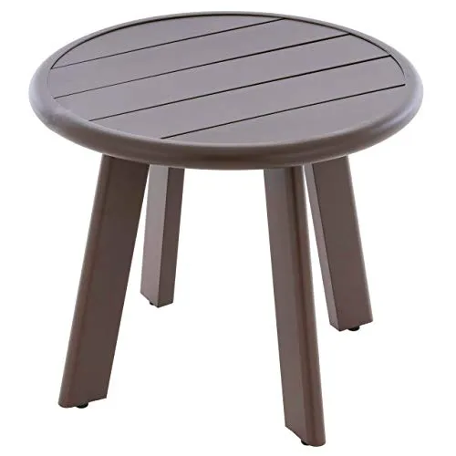 Nexos Trading Beistelltisch Aluminium Farbe dunkel-braun Terrassentisch Balkontisch Veranda-Tisch 52x45 cm mit runder Tischplatte