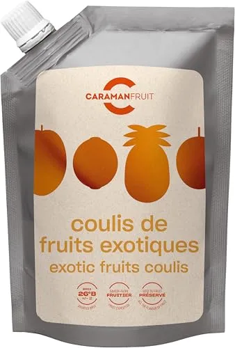 Caramanfruit Exotische-Früchte-Coulis - 16x 1kg - süßes Multivitamin Frucht-Püree, frei von Farb- und Konservierungsstoffen, zur Herstellung von Sorbet, Eis, Torte, Kuchen, als Dessert