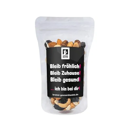 Bremer Gewürzhandel GeNUSSmischung Bleib fröhlich, Nussmix, Studentenfutter mit Spruch, 175g