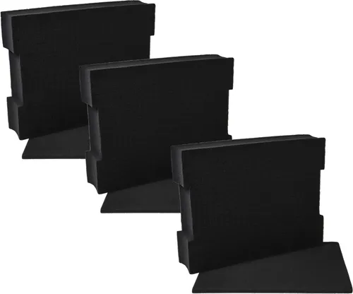 vhbw 3x Schaumstoffeinlage mit Bodenplatte kompatibel mit Bosch LS-BOXX 306 Werkzeugkoffer - Individuell Anpassbar, Schaumstoff Schwarz