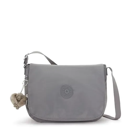Kipling Basic Earthbeat M Schultertasche grau - Umhängetasche aus strapazierfähigem Polyamid, ideal für den Alltag und mit praktischem Innenleben für optimale Organisation.