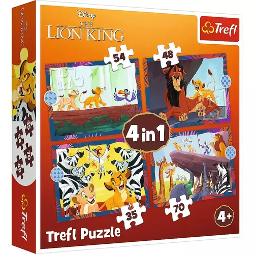 Puzzle 4w1. Król Lew. Odważny Król Lew Trefl 5900511346534