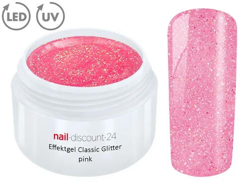 UV LED GEL GLITTER PINK Glitzer Farbgel Effekt Color NailArt Modellage Rosa Tips