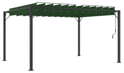 vidaXL Pavillon mit verstellbarem Lamellen-Dach Grün 3x4 m - Stabiler Pavillon für Garten und Terrasse mit manuell verstellbarem Lamellen-Dach. Ideal für gemütliche Stunden im Freien und einfache Pflege dank wasserabweisendem Material.