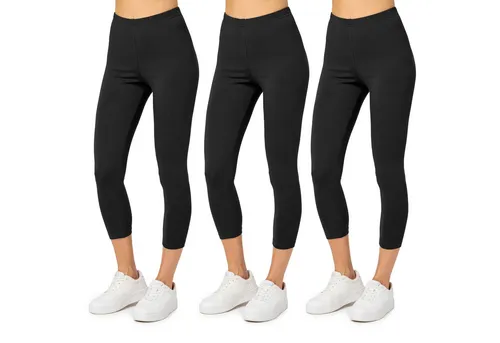 Merry Style Leggings Caprihose Damen 3/4 Hose MS10-199 (1-tlg) aus Baumwolle schwarz 3XL