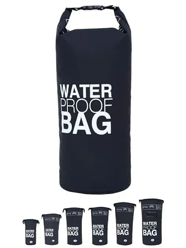 DonDon Dry Bag wasserdichte Tasche 2l, 5l, 10l, 15l, 20l, 30l Pack-Sack Beutel mit Schultergurt - schwarz 2 Liter
