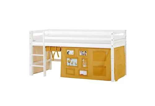 Hoppekids Hochbett ECO Dream, Kinderbett, Spielbett, Halbhohes Bett aus Massivholz inkl. Vorhang-Set Creator, Bettgröße & Matratze wählbar