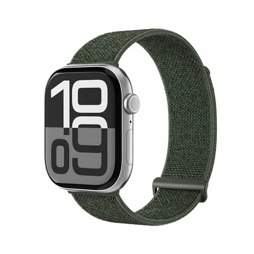 VONMÄHLEN Fitness Loop 2 – Sportarmband aus robustem Nylongewebe, stufenlos verstellbar, schweiß- und wasserabweisend, kompatibel mit Apple Watch - Größe 44 | 45 | 46 | 49 mm - olivgrün