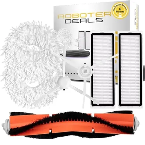 Roboter Deals Zubehör Set für Xiaomi Vacuum X10 Plus - Ersatzteile für Staubsauger: Hochwertiges Set mit 2x Feinstaub-Filter, 2x Seitenbürste, 2x Wisch-Pad und 1x Hauptbürste, inklusive 6 Monate Garantie und umweltfreundlicher Verpackung.