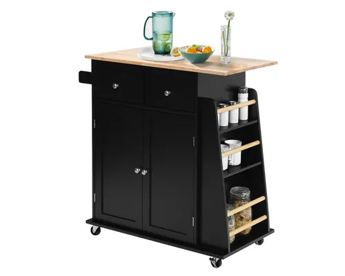 COSTWAY Kücheninsel mit Handtuchhalter in schwarz von Costway