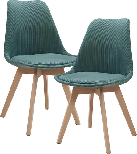 [en.casa] Esszimmerstühle Fläten 2er Set – Dunkelgrün gepolstert mit Holzbeinen - Esszimmerstühle mit weicher Polsterung für höchsten Komfort – ideal für jedes Dinner. Stabil auf Buchenholzbeinen, perfekt für modernes und gemütliches Wohnen.