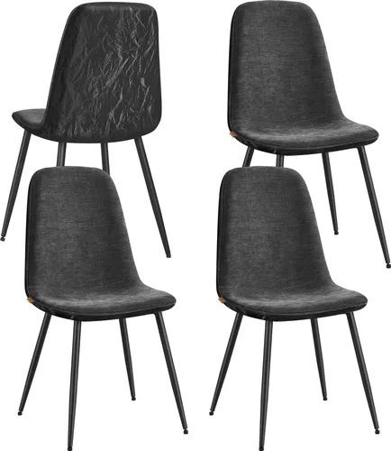 VASAGLE Esszimmerstuhl mit Metallbeinen, 4er Set - Stühle mit pflegeleichtem Chenille-Gewebe und verstellbaren Füßen, ideal für ein modernes Esszimmer