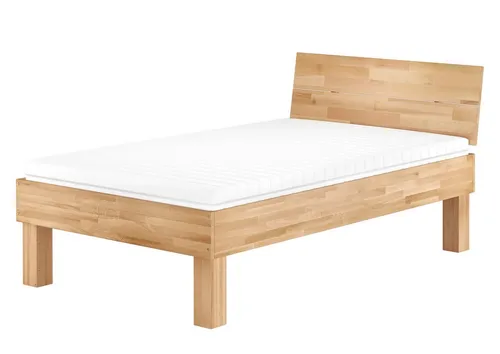 ERST-HOLZ Bettgestell Hohes Seniorenbett 120 x 220 cm Einzelbett in Überlänge Buche Massiv, Buche farblos lackiert