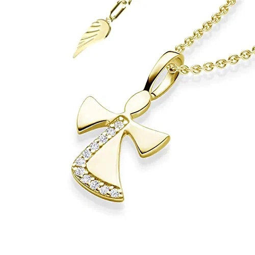 Amoonic Schutzengel Kette für Kinder - Elegante Silberkette 925 mit individuell anpassbarer Länge und funkelndem Engel-Anhänger, perfekt als zeitloses Geschenk für Mädchen in edler Geschenkverpackung.