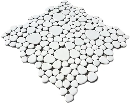 Keramiksteine Kieselmosaik Drops weiß glänzend Mosaiksteine Duschboden Duschwand 12-0102/1 Mosaikmatte