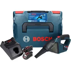 Bosch GAS 12V Professional Akku Staubsauger - Kompakter Bodenstaubsauger mit 12V Akku, ideal für Trockensaugen und schwer zugängliche Stellen dank Fugendüse, inklusive 2 Akkus und Ladegerät in praktischer L-Boxx.