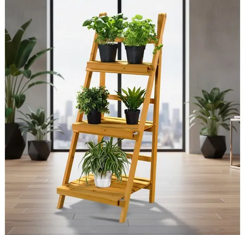 Mucola Blumenständer 3 Etagen - Blumentreppe für Pflanzen - Stilvolles Blumenregal aus Fichtenholz mit 3 Ebenen, ideal für drinnen und draußen. UV-beständig und witterungsbeständig - perfekter Blickfang für Ihre Pflanzen!