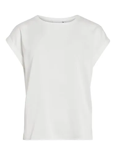Vila VIELLETTE S/S Satin Top - Glänzendes Kurzarm T-Shirt in Schwarz & Weiß - Shirts für Damen, aus 100% Polyester, schnell trocknend und ideal für lässige Outfits. Perfekte Passform mit Fledermausärmeln für einen trendigen Look.
