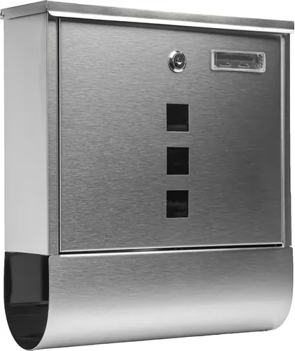Grafner Design Edelstahl Briefkasten mit Zeitungsfach – abschließbar, 3 Sichtfenster, einfache Montage -