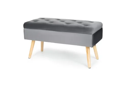HawthyHome Sitzbank mit Stauraum gepolsterte aus Samt mit Holzbeinen 80×35×40 cm