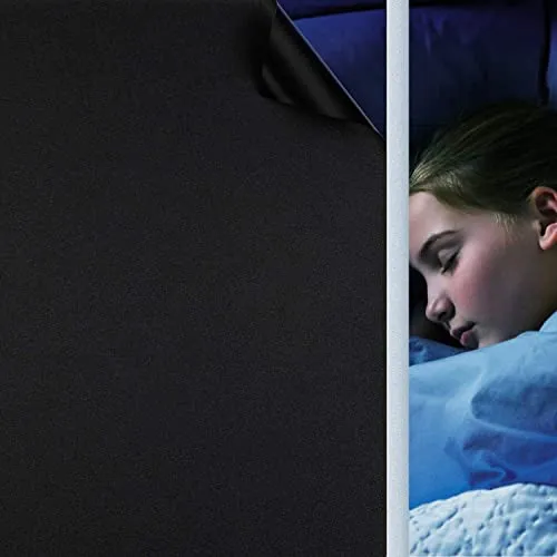 Fensterfolie Selbsthaftend Schwarz, Verdunkelungsfolie Blickdicht Sichtschutzfolie Anti-UV & Sichtschutz Fenster Klebefolie Statische Folie Dunkel für Schlafzimmer Badezimmer - Schwarz [30 x 200cm]