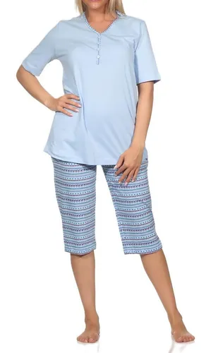 Normann Pyjama Damen kurzarm Capri Schlafanzug im Ethnolook - auch in Übergrössen