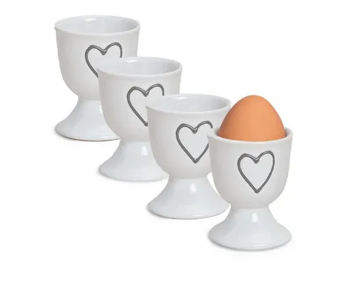 matches21 HOME & HOBBY Eierbecher, (4-tlg), Runde Keramik Ei-Halter als lustige Frühstücks-Eier Tisch-Deko