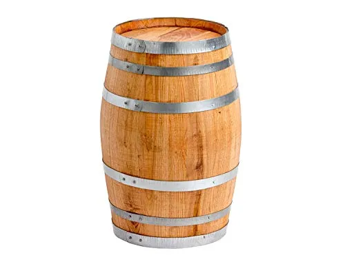 Temesso 100 Liter Holzfass - Neues Deko-Fass aus handgefertigtem Kastanienholz, ideal als Beistelltisch oder Pflanzbehälter für drinnen und draußen, Höhe 78 cm, Durchmesser 52 cm, auch in verschiedenen Größen erhältlich.