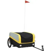Lastenanhänger Fahrradanhänger 45kg Schwarz Gelb - vidaXL - Fahrradanhänger aus robustem Eisen mit maximaler Belastbarkeit von 45 kg, ideal für den Transport von Lasten. Inklusive Deichselaufnahme und Sicherheitsflagge für erhöhte Sicherheit.