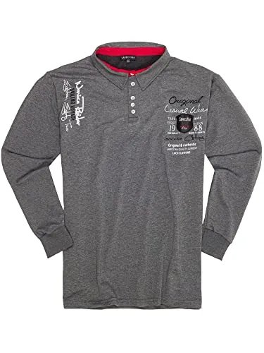 Lavecchia Übergrößen Sweatshirt Herren Langarmshirt Langarm Polo Shirt Poloshirt LV-2025 (Anthrazit, 6XL)