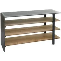 BERLINLODGE Regal 72x119x40cm aus Massiv-Holz im Industrial Design - Praktisches Wohnregal mit vier Ablageflächen für Bücher und Deko. Die Kombination aus Naturholz und Metall-Optik sorgt für einen modernen Akzent in jedem Raum. Robuste Konstruktion für hohe Stabilität und vielseitige Einsatzmöglichkeiten.
