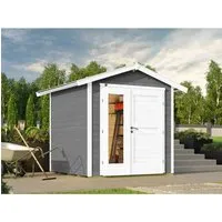 weka Holz-Gartenhaus 224 A Gr. 1 mit Doppeltür und Satteldach - Modernes Holz-Gartenhaus in Grau mit wetterfester Doppeltür und robustem Satteldach. Ideal für die Aufbewahrung von Gartengeräten und sofort nach Aufbau nutzbar.