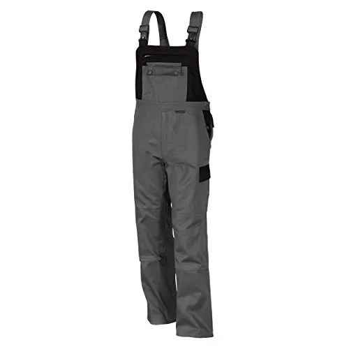 Qualitex Herren Latzhose, grau, Größe 62 - Hochwertige Arbeitshose aus strapazierfähiger Baumwolle & Polyester. Ideal für anspruchsvolle Einsätze mit vielen praktischen Taschen und Knietaschen für optimalen Komfort.